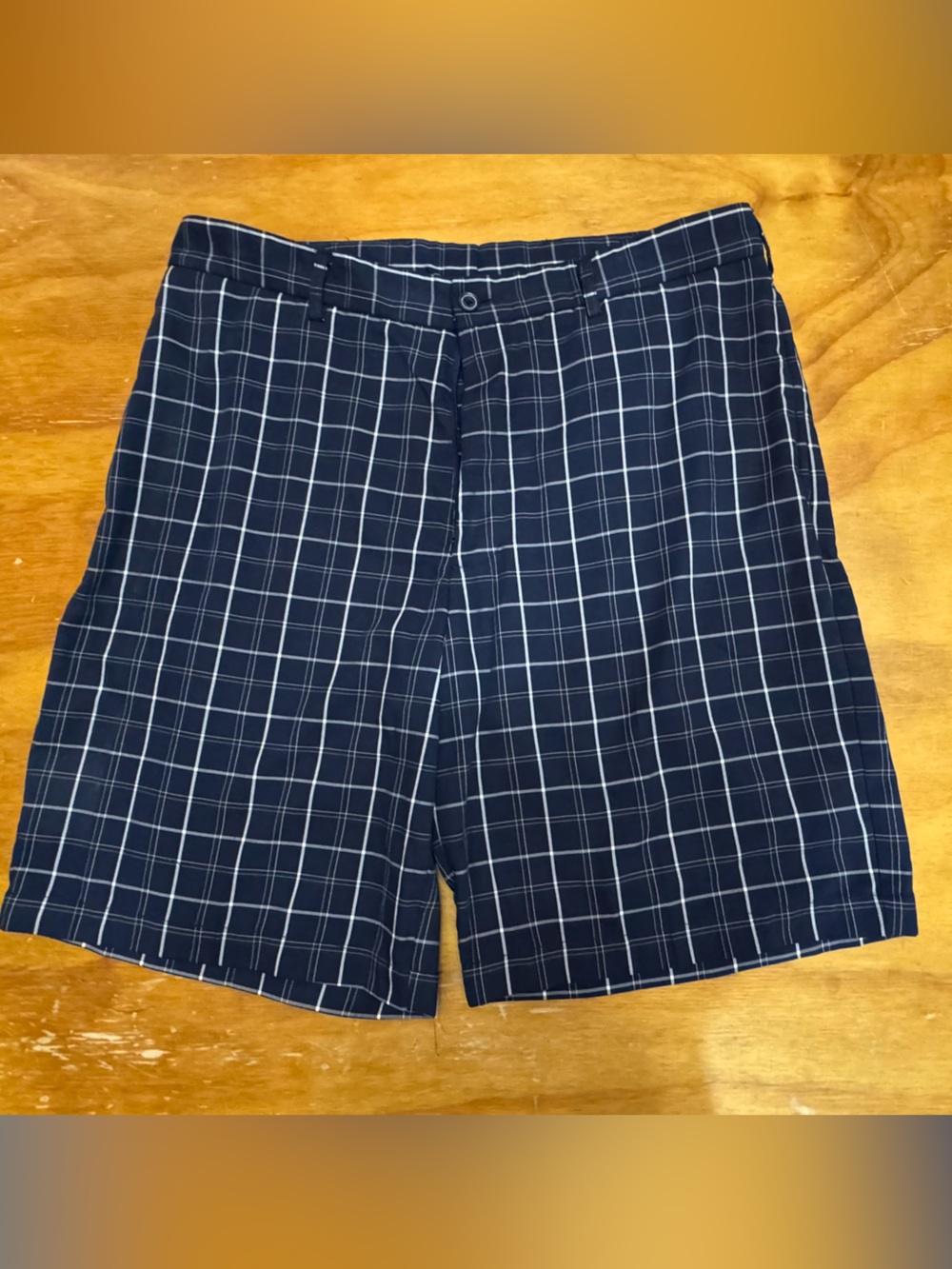 Pebble Beach Navy and White plaid golfing shorts